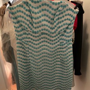 Lilly Pulitzer Turquoise & White Embroidered Dress